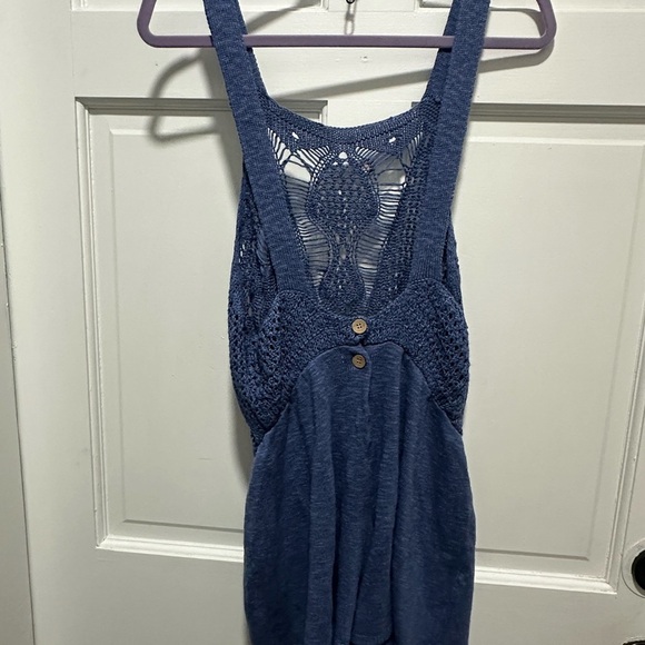 Free People FP Beach Blue Knit Low Back Romper EUC Size M - Picture 3 of 4